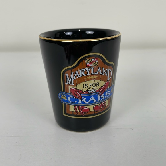 Maryland Crab Shotglass Black Shot Glass MD State - Picture 1 of 5
